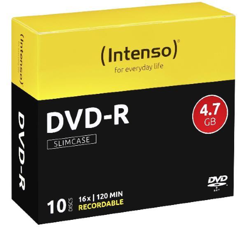 Intenso - 10 x DVD-R - 4.7 GB (120 min) 16x - Astuccio CD Slim